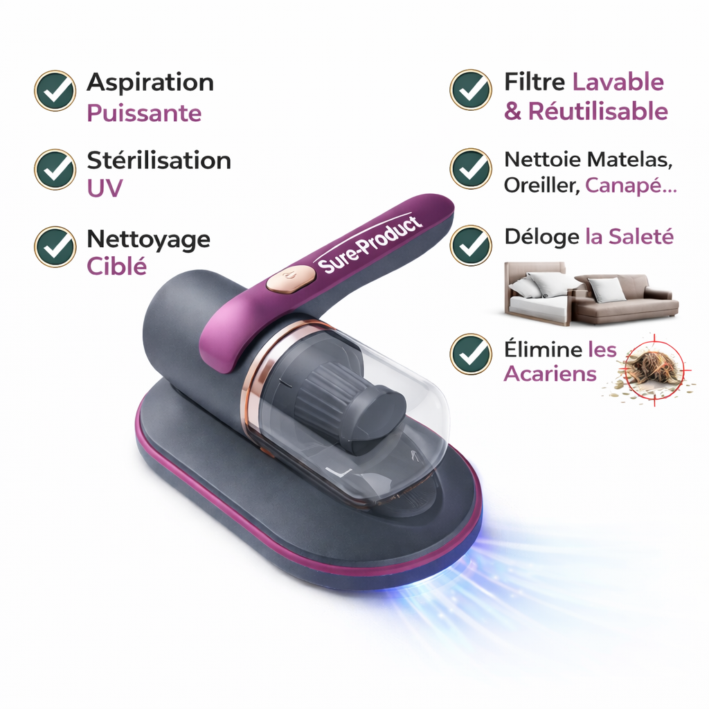 Aspirateur anti-acariens pour matelas & textiles