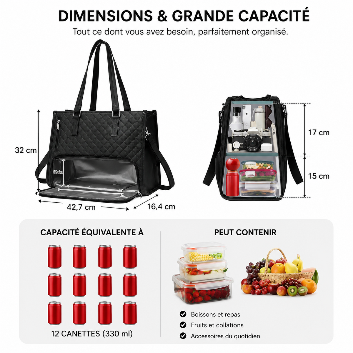 Sac à main isotherme avec portefeuille assorti