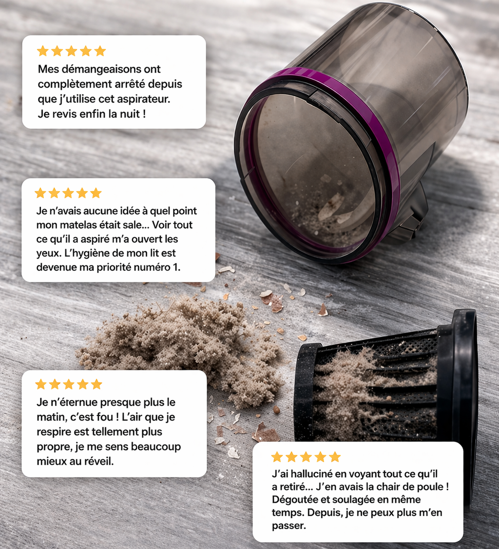 Aspirateur anti-acariens pour matelas & textiles