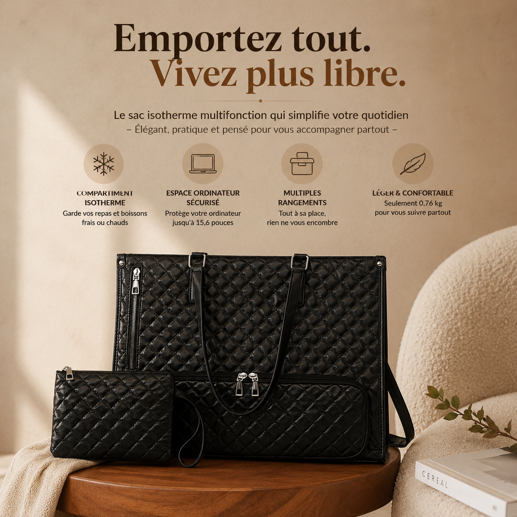 Sac à main isotherme avec portefeuille assorti